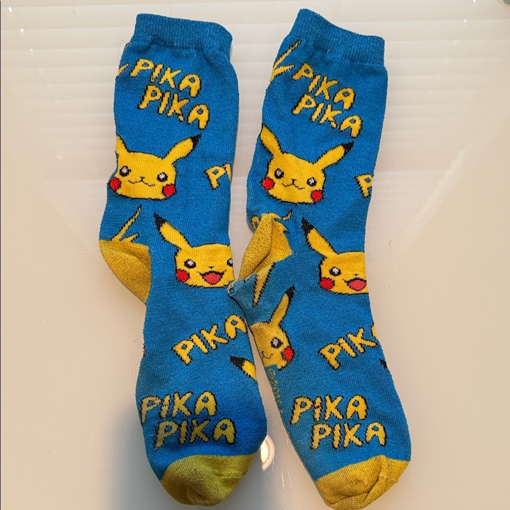 Pokemon Blue and Yellow Pikachu Socks